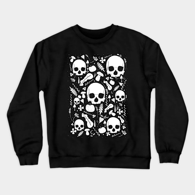 Black and white autumn skulls Crewneck Sweatshirt by Swadeillustrations